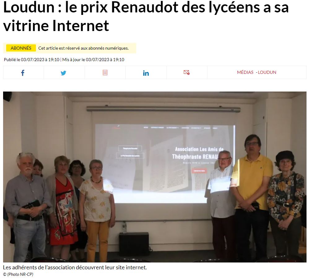 Lire la suite à propos de l’article Loudun : le prix Renaudot des lycéens a sa vitrine Internet