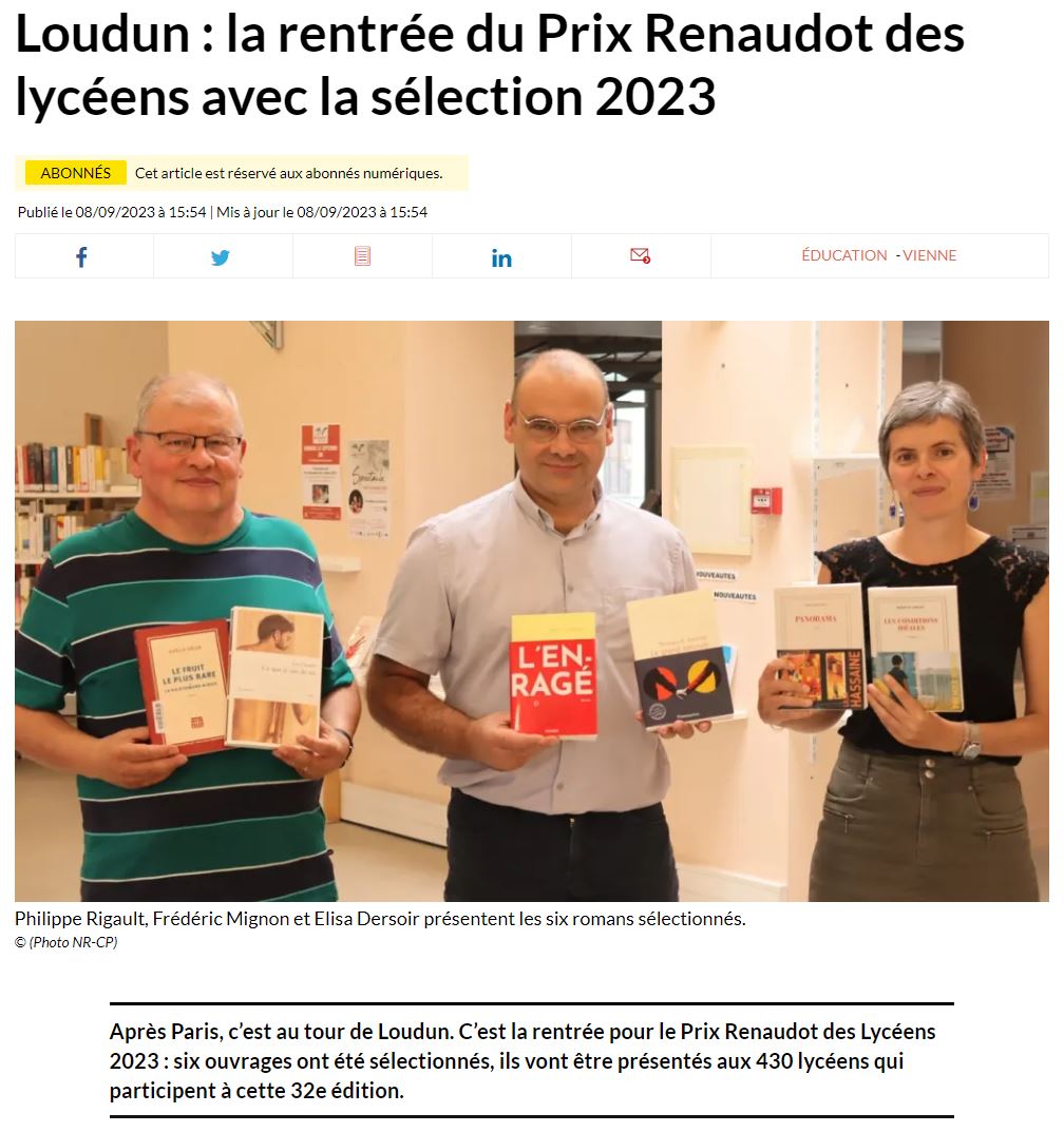 Lire la suite à propos de l’article La rentrée du Prix Renaudot des lycéens avec la sélection 2023