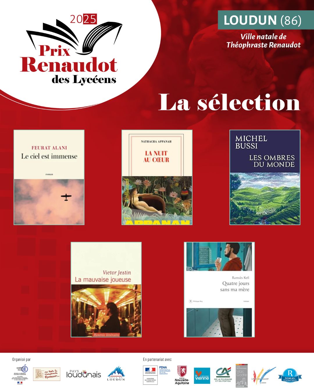 You are currently viewing Prix Renaudot des Lycéens : cinq romans sélectionnés à Loudun